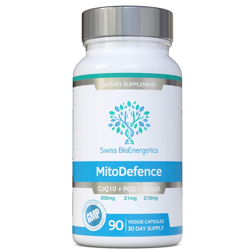 MitoDefence - 300 mg CoQ10 ile 21 mg PQ ve 210 mg Shilajit Günlük doz - All-in-ONE Mitochondrial Support with Advancedd Abpole - Pro ABD'de Üretilen ve Test Edilmiş