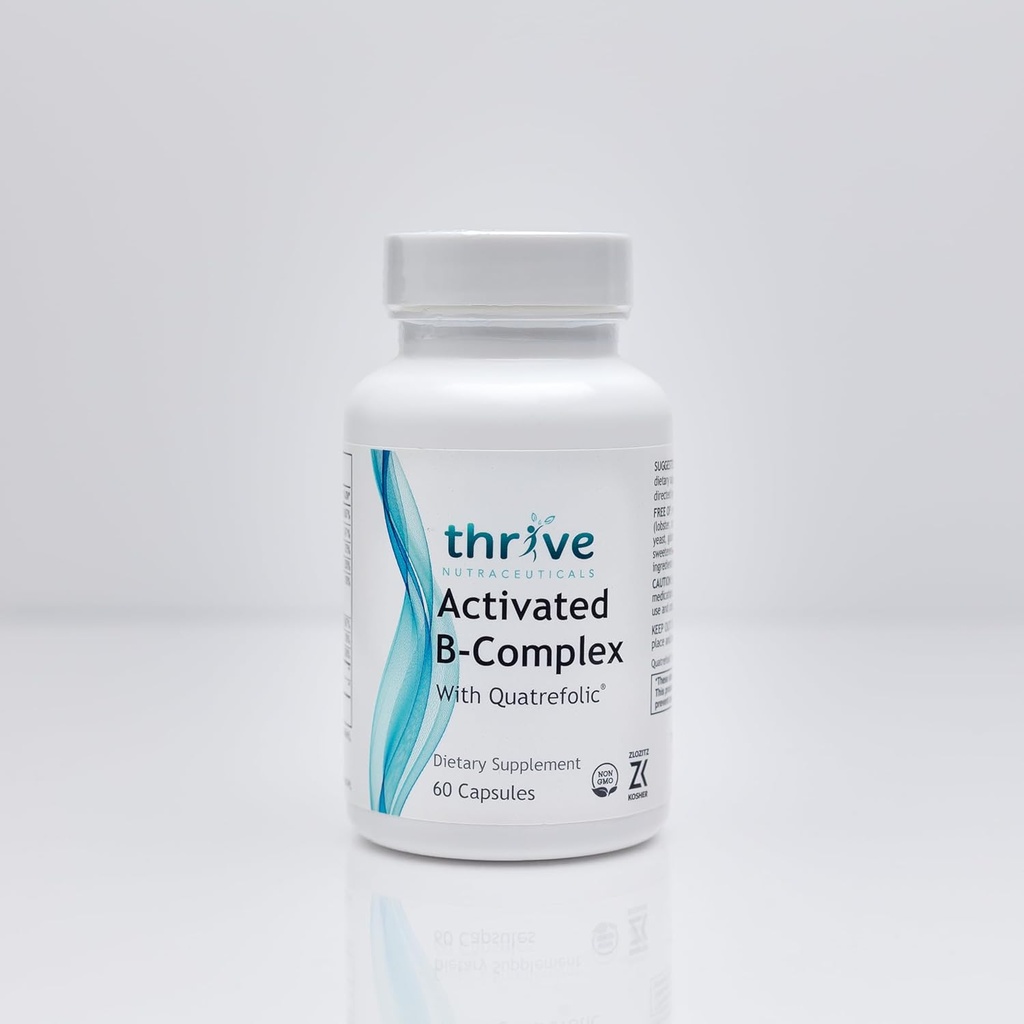 Thrive Nutraceuticals, Quatrefolic ile Aktif B-Complex - 60 Non-GMO Capsules - Kosher Diyetsel Supplement for Optimal Health - Free of Yeast & Gluten, Supports Energy & Cognitive Function Function