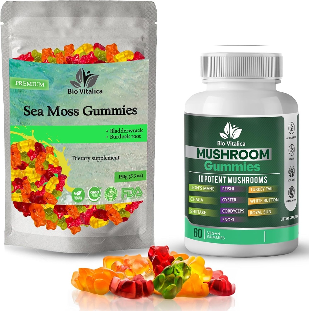 BIO VITALICA Sea Moss Gummies & Γκάμιες μανιταριών (Bundle)
