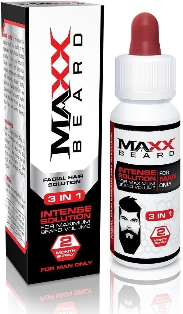 Maxx Beard -#1 γενειάδας αυξητική λύση, φυσική λύση για τη μέγιστη γενειάδα volume-2 Μήνας προσφοράς
