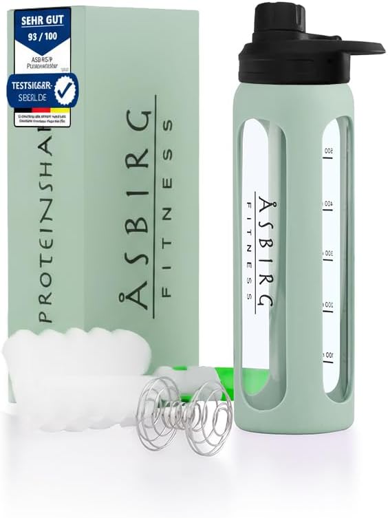 2.0 Fitness | Protein Shaker Cam | Protein Shaker | Şişe İçme | Spiral Ball ile | 24 oz (Pastel Green)