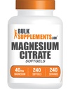 BulkSupplements.com Magnezyum Citrate Softgels - Supplement, Magnezyum Citrate Supplement - 250 mg (40 mg Magnezyum ile), Gluten Free, 1 Softgel'in hizmet başına 240 Count (Pack of 1)