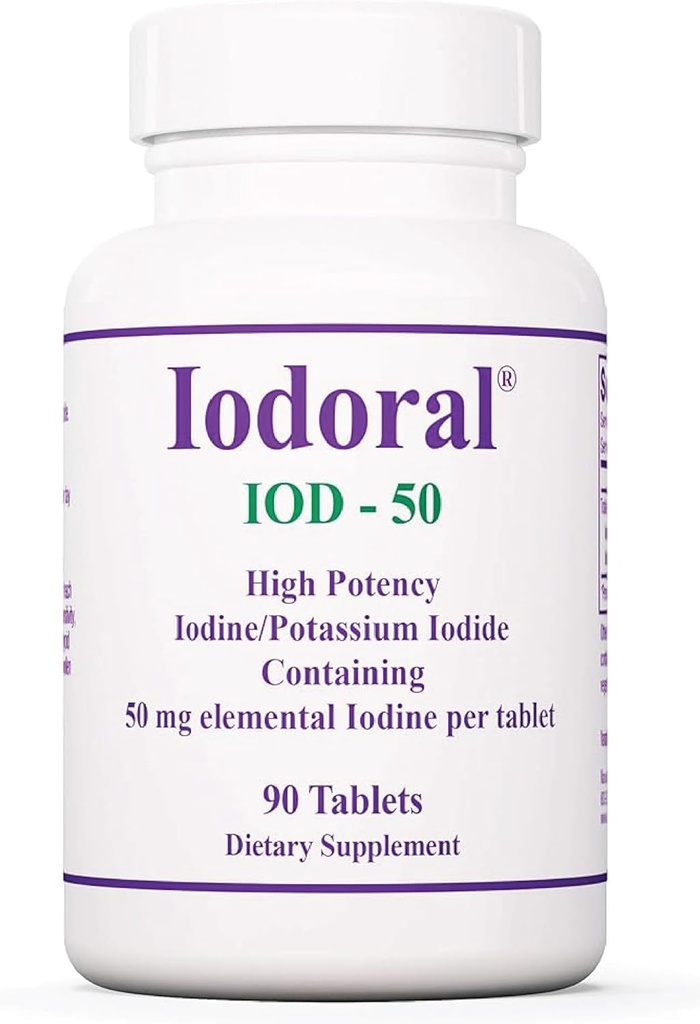 Optimox Iodoral 50 mg Supplement - Potasyum Iodide Tabletleri, Tiroid Desteği, Günlük Vitaminler ve Mineraller, Lugol'un Iodine Çözümü - 90