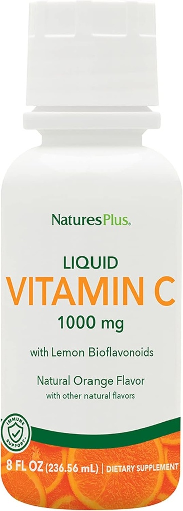 NaturesPlus Liquid Vitamin C - 1000 mg, 8 fl oz - με Λεμόνι Bioflavonoids - Χορτοφαγικά, Χωρίς Γλουτένη - 8 Σερβιέτες