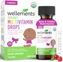 Wellements Organic Baby Multivitamin Drops (1 Fl Oz) - Υγρές Πολυβιταμίνες για Βρέφη & Τόντλερ (2 Μήνες+) - Βιταμίνες Τοντλερ για Ανοσολογική Υποστήριξη*, Υγιεινή Ανάπτυξη & Ανάπτυξη Οστών*