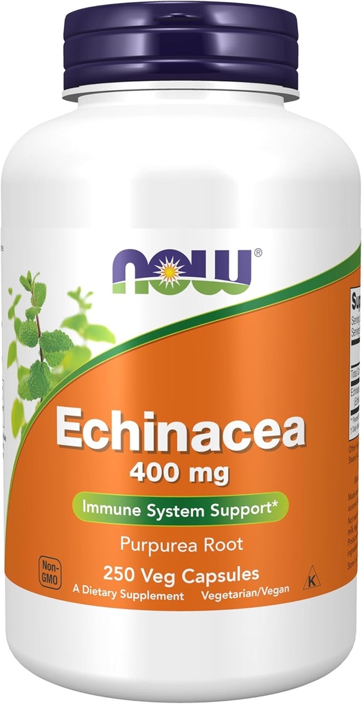 NOW Συμπληρώματα, Echinacea (Purpurea Root) 400 mg, Υποστήριξη ανοσοποιητικού συστήματος *, 250 κάψουλες Veg