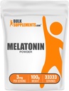 BulkSupplements.com Melatonin Toz - Pure Melatonin, Sleep Aid for Yetişkinler - Vegan & Gluten Free, 3 mg per Service, 100g (3.5 oz) (Pack of 1)