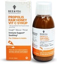 BEE ve You Propolis Extract Cough Syrup w/Vitamin C, Soothing Honey, Natural Immune Support, Sore Throat Relief, Antioksis, for Kids & Yetişkinler, 5 Fl Oz, for Men and Women