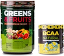 Nutrology Greens & Fruits Toz-Doğal olarak Superfood, Chocolate (30 hizmet) BCAA Natural, Plant Based BCAA Toz, Lemonade Flavor (30 hizmet)