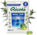 Ricola Max Cool Menthol Nasal Care Large Bag | Cough Suppressant Drops | Dual Action Liquid Center | Soothing Long-Lasting Relief - Count 34 (Pack of 1)