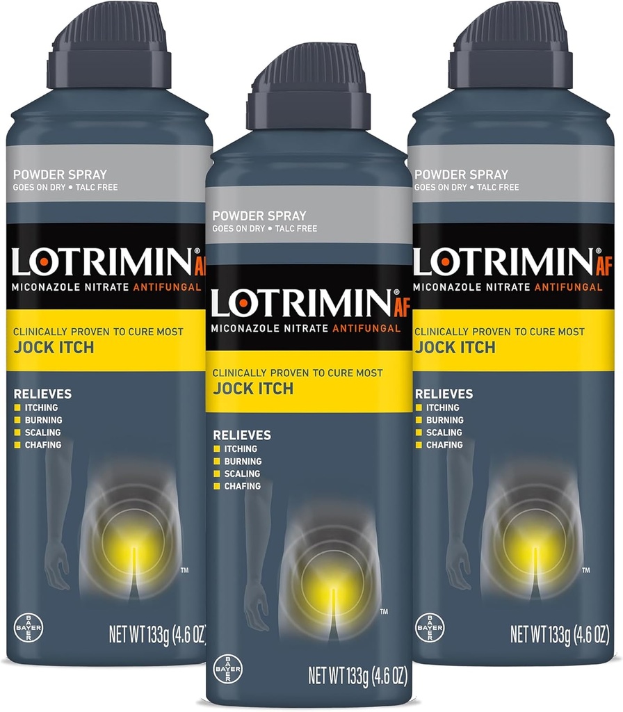 Lotrimin AF Jock Itch Toz Sprey, Miconazole Nitrate 2 - Most Itch, 4.6 Ounces (133 Grams) Sprey Can (Pack 3)