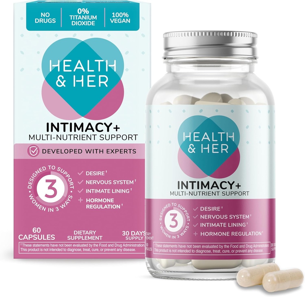 Health & Her Intimacy+ Multi-Nutrient Supplement Support for Women - Contains Maca Root and Tribulus to Help Discover You Again, Vegan (60 ct -1 ay)