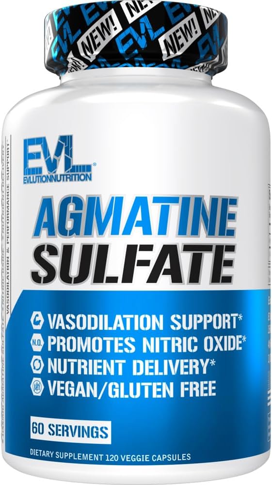 Evlution Beslenme Agmatine Sulfate Nitrik Çimento Kapsülleri - Yüksek Güçli Agmatine Yüksek Intensity Pumps Kas Büyümesi ve Performansı için Nitrik Çimento Tamamını - 60 Hizmetler