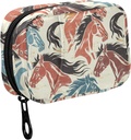 Fustylead Χέρι Σχεδίαση Retro Πολύχρωμοι Horse Heads Hill Organizer για την τσάντα, Weekly Portable Pill Box με Zipper για την αποθήκευση Βιταμίνες Fish Oils Συμπληρώματα