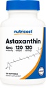 Nutricost Astaxanthin 4 mg, Gluten Free and Non-GMO, 120 Softgels (4 Ay Supply)