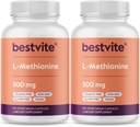 BESTVITE L-Methionine 500 mg (240 Vejetaryen Capsules) (120x2) - Stearates - Vegan - GMO - Gluten Ücretsiz