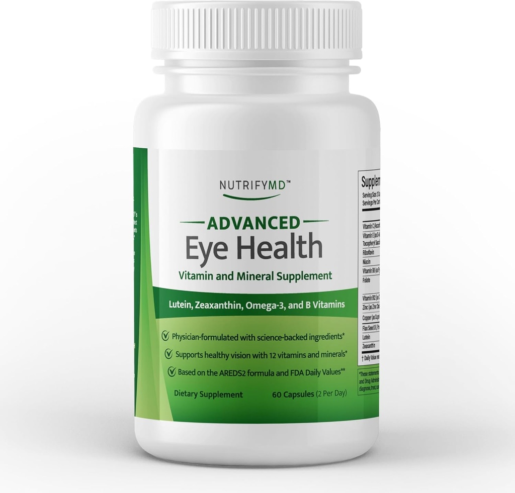 Advanced Eye Health Vitamin and Mineral Supplement with Lutein, Zeaxanthin, Omega-3, and B Vitamins - 60 Κάψουλες
