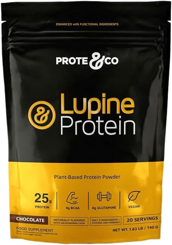 Prote&Co Lupin Prote- 24g Vegan Plant Based Protein Powder. Χωρίς ΓΤΟ, χωρίς ζάχαρη, χωρίς λακτόζη, χωρίς γλουτένη, χωρίς σόγια.