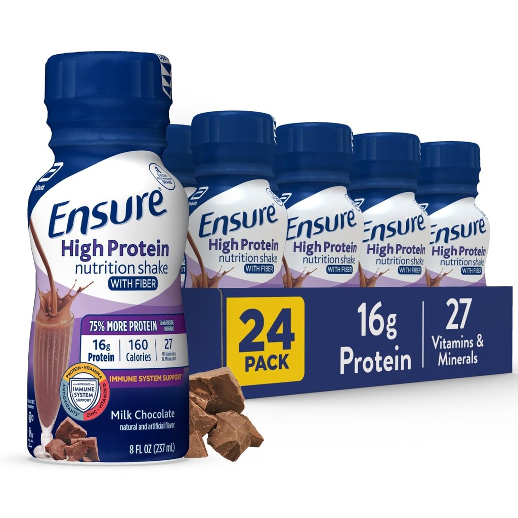 Yüksek protein Süt Çikolatası Beslenme Fiber ile Shake'yi sağlayın, İçmeye Hazır, 16g Protein ve 27 Vitamin ve Minerals, 8 fl oz, 24 Pack