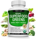 Organik Super Greens Capsules Superfood Meyve Veggie Supplement - Alfalfa, Beet Root, Tart Cherry & Ginger for Immune & Energy Support, for Men Women, 60 Tabletler için