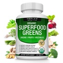 Organik Super Greens Capsules Superfood Meyve Veggie Supplement - Alfalfa, Beet Root, Tart Cherry & Ginger for Immune & Energy Support, for Men Women, 60 Tabletler için