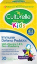Culturelle Immune Defense Probiyotik ile C vitamini, Vitamin D ve çinko + Elderberry, Non-GMO, 4-in-1 Immune Support for Kids Ages 3+*, Karma Berry Chewables, 30 Count