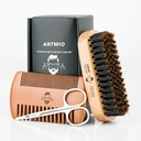 Ayıd Brush, Comb and Scissors Men's Beard Care için Set - Boar Bristle Saç Fırça & Ahşap Comb & Paslanmaz Scissors - Beard Styling, Grooming & Shaping Tools