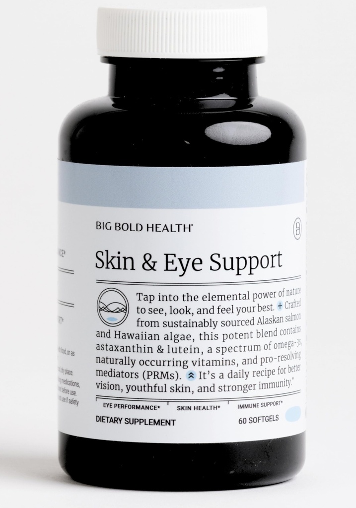 BÜYÜK BOLD SAĞLIĞI Skin & Eye Support Omega-3 Supplement with Alaskan Salmon Oil, DHA, Astaxanthin & Lutein for Vision, Skin Health & Immunity (60 Softgels)