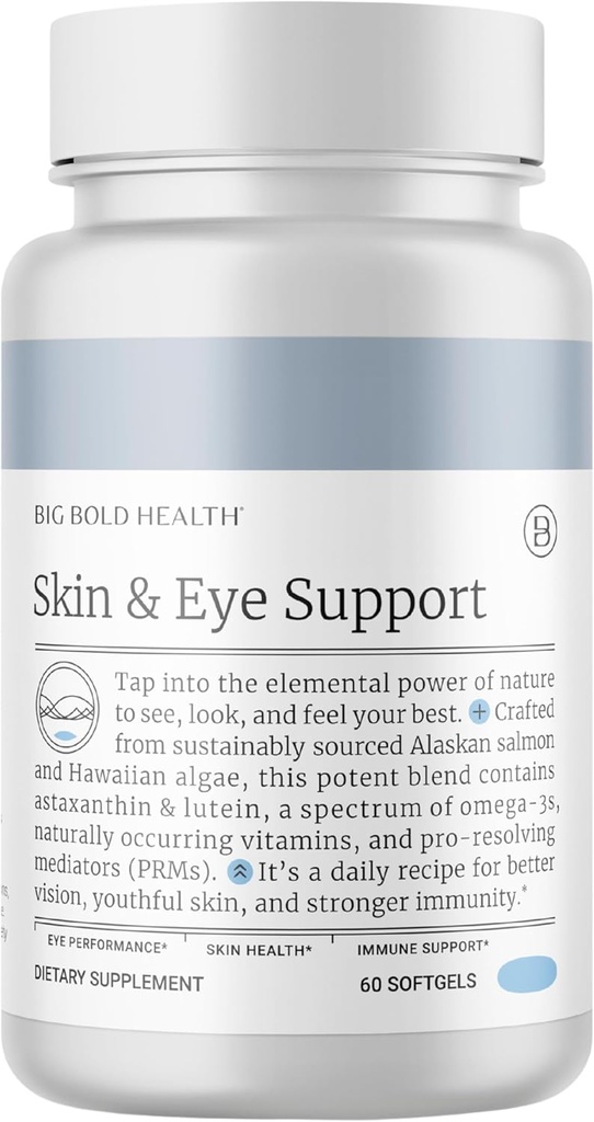 BÜYÜK BOLD SAĞLIĞI Skin & Eye Support Omega-3 Supplement with Alaskan Salmon Oil, DHA, Astaxanthin & Lutein for Vision, Skin Health & Immunity (60 Softgels)