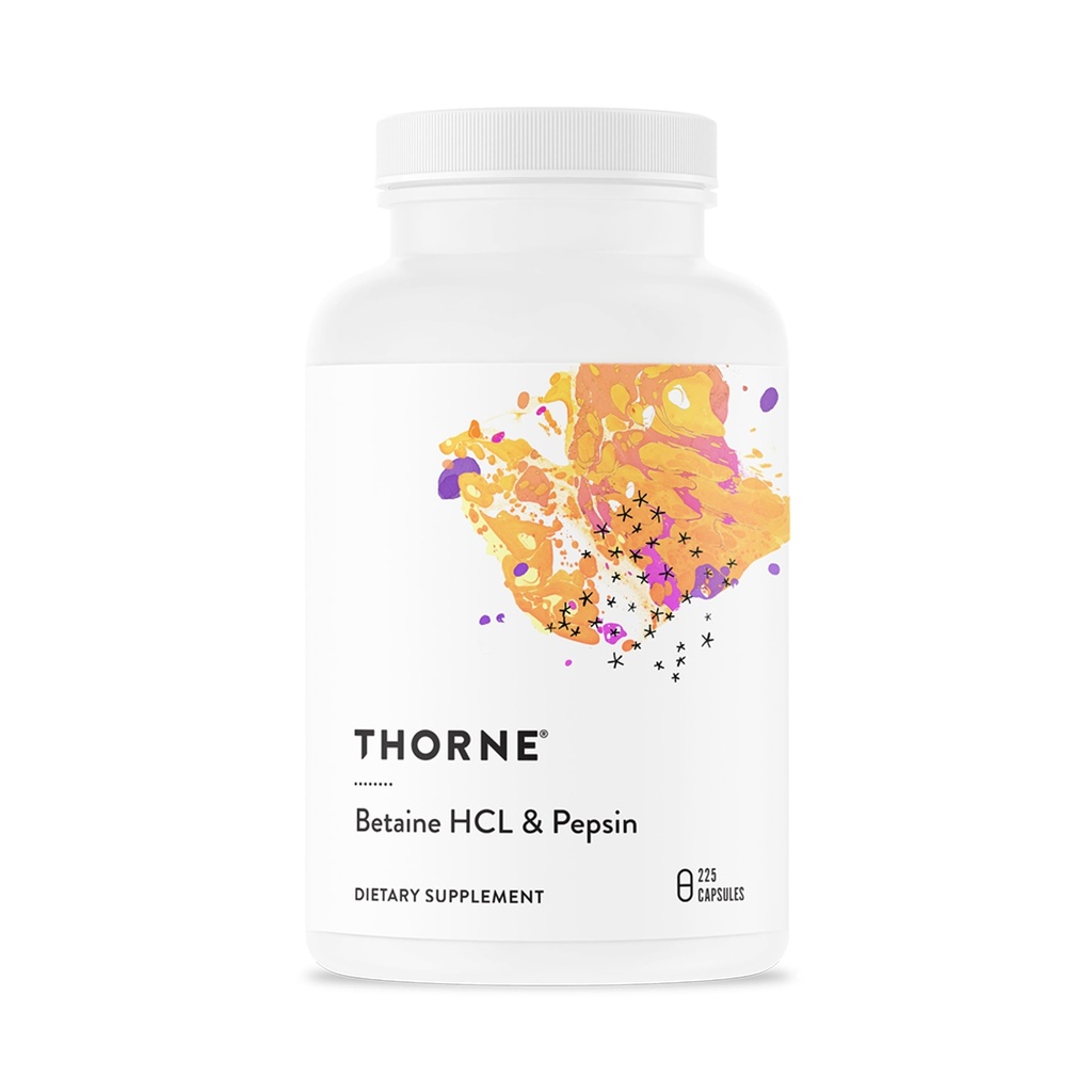 THORNE - Betaine HCL & Pepsin - Protein Breakdown ve Aborpsiyon için Enzymes* - 225 Capsules