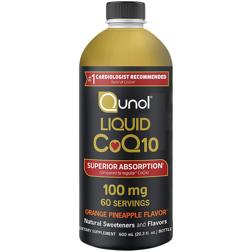 Qunol Liquid CoQ10 100 mg, Superior Abvitamin Natural Supplement Form of Coenzyme Q10, Antioksi for Heart Health, Orange Pineapple Flavored, 60 Hizmet, 20.3 oz Şişe
