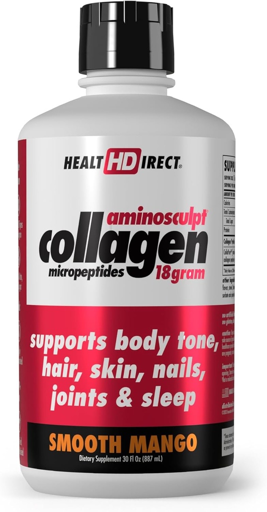 SAĞLIĞI Pculpt Sugar-Free Collagen Supplement - High Potency Medical-Grade protein for Hair, Skin, Nails & Commons, Grass-Fed, Non-GMO, Liquid Collagen - Smooth Mango - 30 Fl Oz