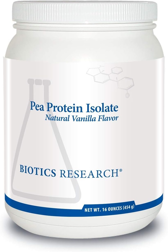 Biotics Research Pea Protein Isolate Natural Vanilla Flavored, Mixes kolayca Water veya Juice, Premium Pea Protein, 16 Ounces için 21 gram Temiz Protein