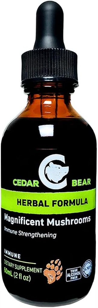 Cedar Bear Magnificent Mushrooms a Liquid Herbal Supplement That Builds The Immune System, Korumalar, Güçler ve Dengeler Genel Sağlık 2 Fl Oz