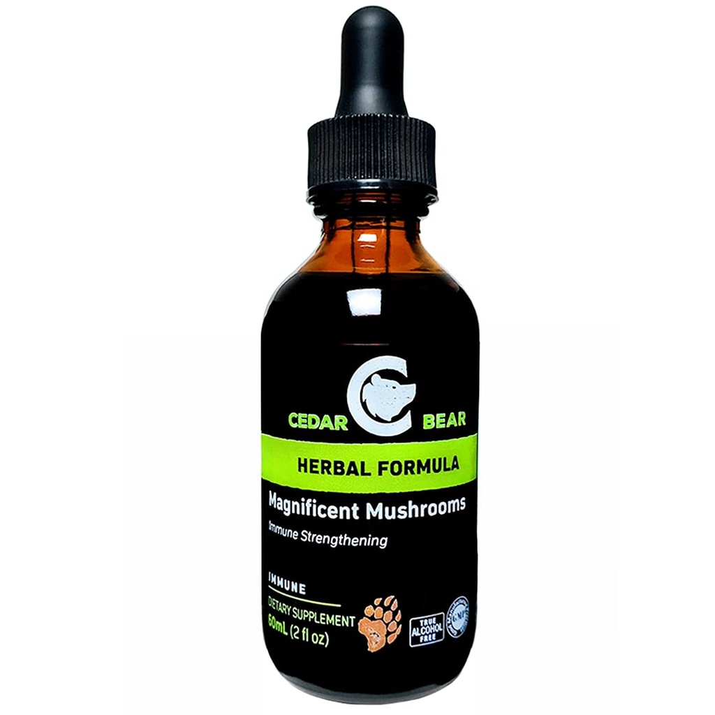 Cedar Bear Magnificent Mushrooms a Liquid Herbal Supplement That Builds The Immune System, Korumalar, Güçler ve Dengeler Genel Sağlık 2 Fl Oz