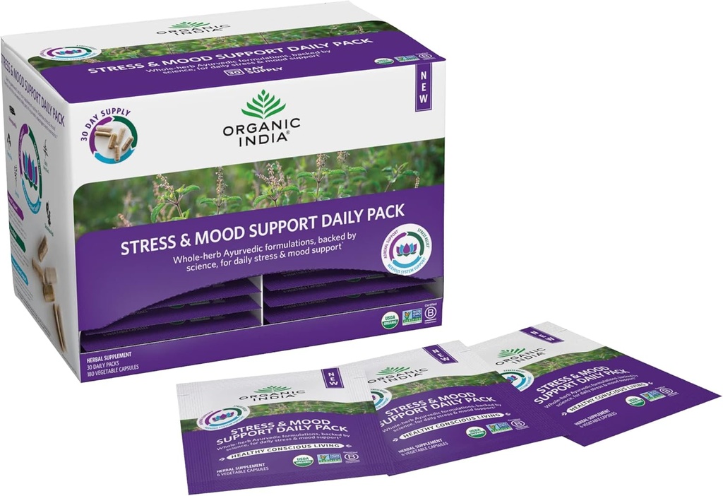 Organic India Organic Stress & Mood Support Καθημερινή συσκευασία, 6 CT