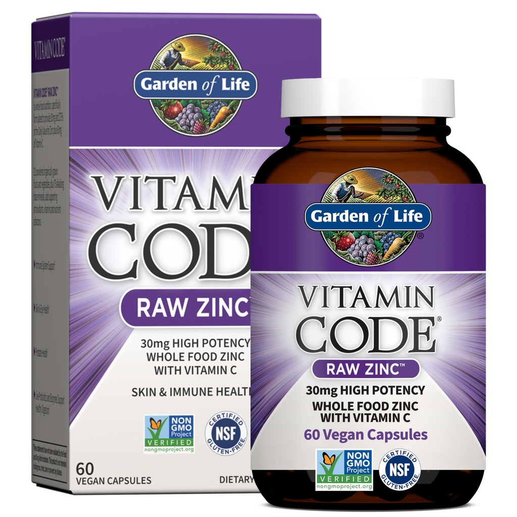 Life çinko Supplements 30 mg High Potency Raw Çinko ve C Multimineral Supplement, Vitamin Kod Vitaminleri Trace Minerals & Probiyotiks for Skin Health & Immune Support, 60 Vegan Capsules