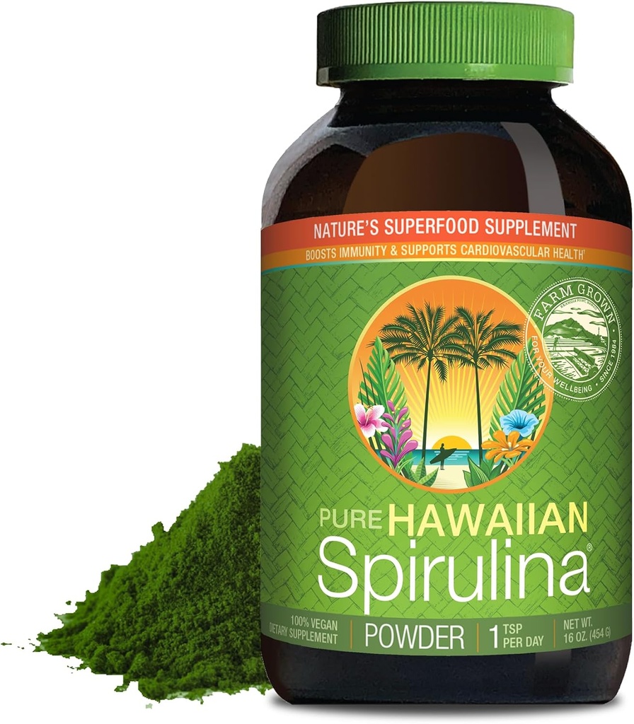 Nutrex Hawaii, Hawaii Purean Spirulina Toz, Vegan, Destekler Immune System, Heart, Hücreler ve Enerji, 16 Ounce