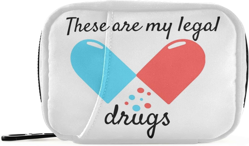 Naanle Blue ve Red Pill Box 7 Günlük Vaka Bag Seyahat Vitamin Tamamlayıcı A Cartoon White 4.6 x 3.14 x 1.88 Perfect Compact