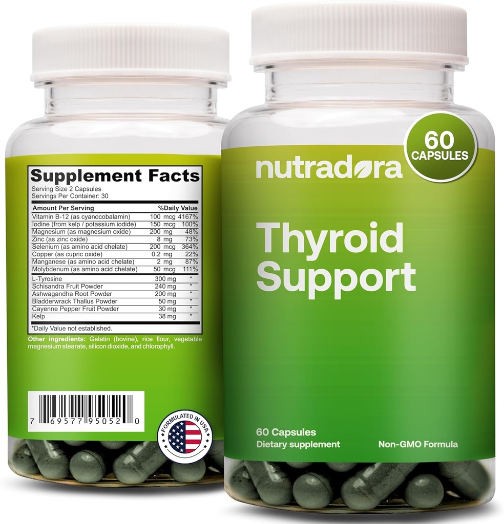 Yourroid Support for Women and Men - Yourroid Supplement with Iodine, Vitamin B12, Ashwagandha, Selenium ve çinko Supplements, GMP sertifikalı, ABD'de Formula 1