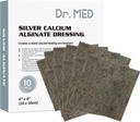 Dr. Med Silveruba Alginate Yarası 4'x4' Patches, 10 Bireysel Paketi Yüksek Absorbency Ag Alginate Yara Bandage, Non-Adhesive, Painless Removal Gauze for Bedsore, Ulcers, Skin Abrasions
