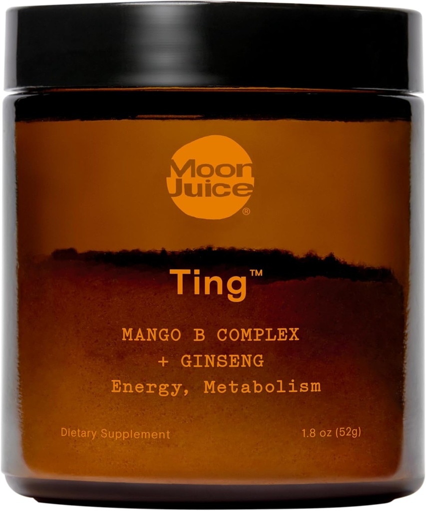 Χυμός Σελήνης - Ting Mango Vitamin B Complex + Ginseng Supplement - Jar (25 σερβιρίσματος) - Caffeine Free Energy, Μεταβολισμός & Mood - Βιολογικό Tulsi & Guava - 3rd Party Tested - Vegan & Non GMO - 1.7oz