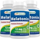 En İyi Doğallar Melatonin 12 mg (1 Yıl Supply) - Uyuşturucu-Free Nighttime Sleep Aid - Uyku ve Rahatlama için Melatonin, 365 (365 Kont)