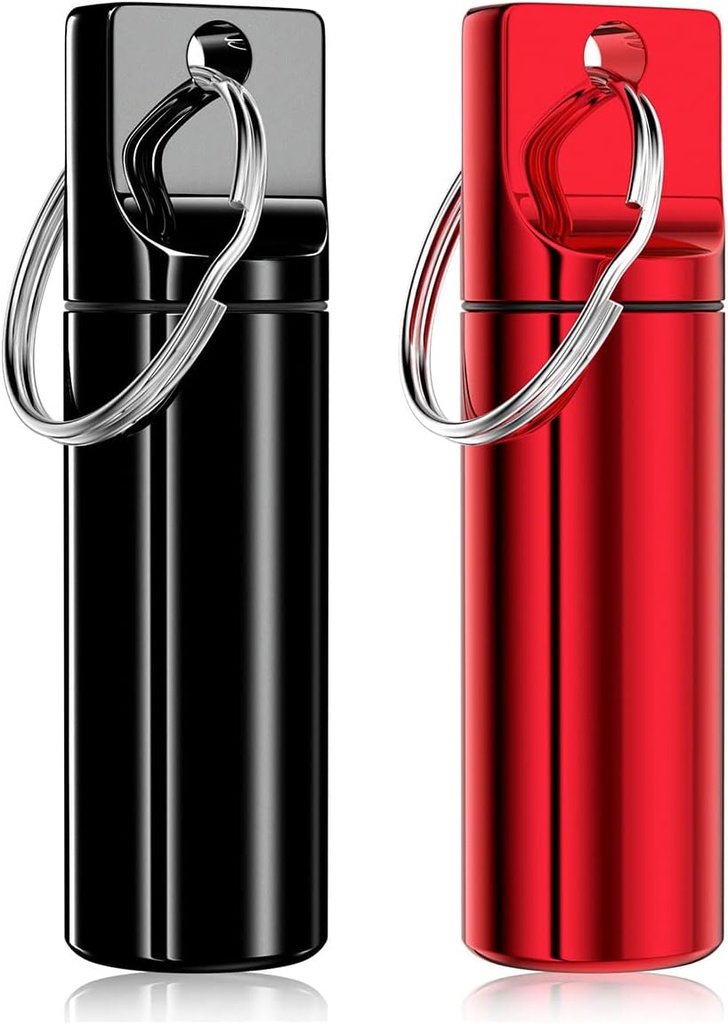 Nipichsha Keychain κάτοχος χαπιών, Φορητό κουτί χαπιών για το πορτοφόλι, Μικρό Pocket Travel Tablet Organizer Θήκη με μπρελόκ, Αδιάβροχο μεταλλικό Tablet Ιατρική Μπουκάλι για τα ταξίδια, κόκκινο & μαύρο