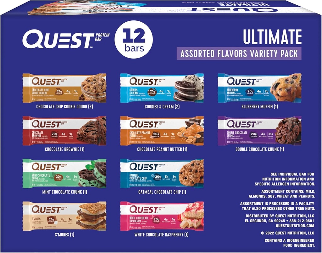 Quest Beslenme Ultimate Diversity Pack protein Bars, High protein, Low Carb, Gluten Free, Keto Friendly, 12 Count
