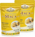 Gold Organic Yellow Maca Gelatinized Root Powder for Family - Adaptogen Υποστηρίζει τη συνολική Vitallity, ανοσοποιητικό σύστημα, μνήμη και μάθηση - 100% καθαρό Maca από Junin Περού- 454g (πακέτο του 2)