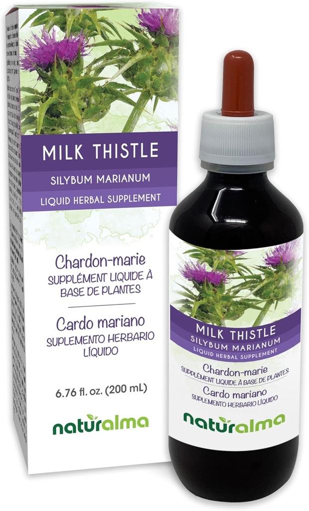 Doğalma Süt Butle (Silybum marianum) Meyve ve onunb Alkol Özgür Tincture - 6.76 fl oz Sıvı Ekstraksiyon - Herbal Supplement - Vegan