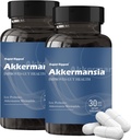 Akkermansia Probiotic με προβιοτικές ίνες - Αυξάνει την παραγωγή GLP-1, καθυστερημένη απελευθέρωση, τρίτο μέρος δοκιμαστεί, 100M AFU Live Strain για Gut Health για άνδρες και γυναίκες (2pcs)
