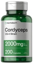 Horbäach Cordyceps Mushroom Capsules 2000 mg | 200 Kont | CS-4 Strain Cordyceps Sinesis | Non-GMO Herbal Supplement