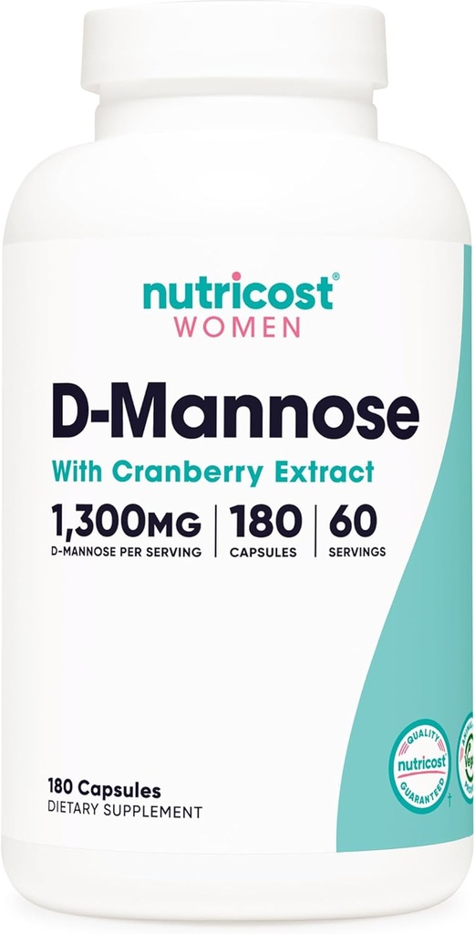 Nutricost D-Mannose with Cranberry Extract for Women 1300 mg 180 Capsules